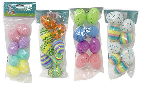 Easter Eggs Printed 8 Pieces per Pack -4packs-- Plastic Eggs- Plastic Easter Eggs- Easter Eggs Plastic Fillable- Easter Egg for Easter Basket- Easter Party Favor- Basket Filler for Easter
