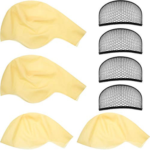 Bald Caps Makeup Latex Bald Head Wig Cap Bald Hat Costume Accessories -8 Pieces-