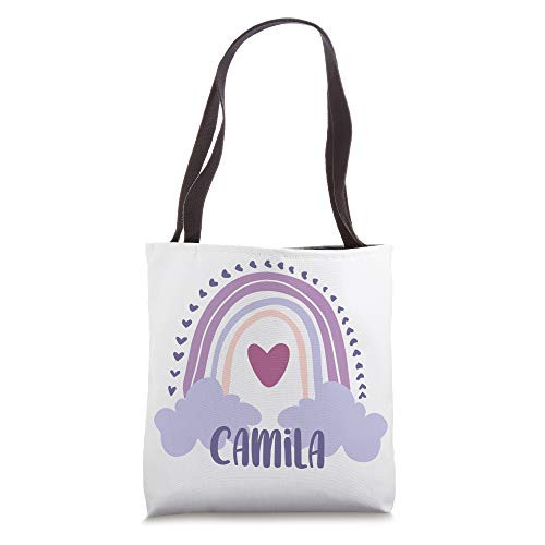 Camila Personalized Custom Name Rainbow Cute Colorful Tote Bag