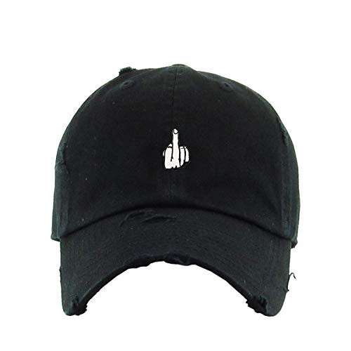 Middle Finger Dad Vintage Baseball Cap Embroidered Cotton Adjustable Distressed Dad Hat Black