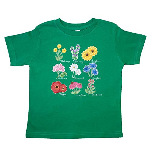 inktastic Wild Flower Chart Toddler T-Shirt 4T Kelly Green 3aded