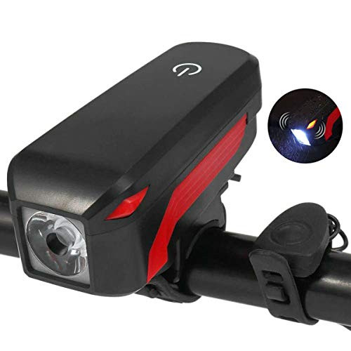 ACECYCLE Super Bright USB Rechargeable Headlight MTB Road Commuter LED Bike Light 4 Light Modes - 5 Horn Modes -Water Resistant Bicycle Headlight- LED Front Light Easy to Install Cycling Safety ACECYCLE Super Bright USB Rechargeable Headlight MTB Road Commuter LED Bike Light 4 Light Modes - 5 Horn Modes -Water Resistant Bicycle Headlight- LED Front Light Easy to Install Cycling Safety