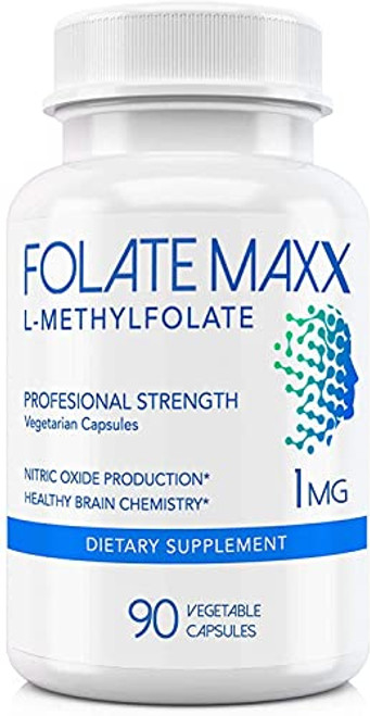 FolateMaxx L-Methylfolate 1 mg -180 Capsules- 2 X 90 CT Professional Top Quality Active Folate - Non-GMO- Gluten Free - Methyl Folate- 5-MTHF