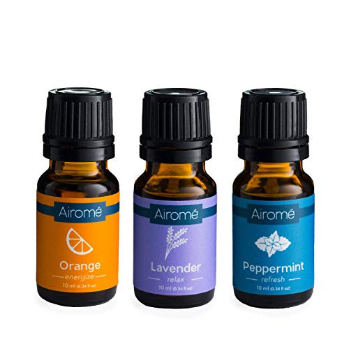 Airome Aromatherapy Essentials Gift Set- Set of Three 10 ml Therapeutic Grade Essential Oils | Lavender- Orange- Peppermint