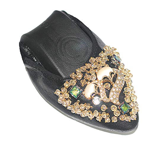 Otamise Women's Wedding Flats Rhinestone Slip On Foldable Ballet Shoes Fox 10.5