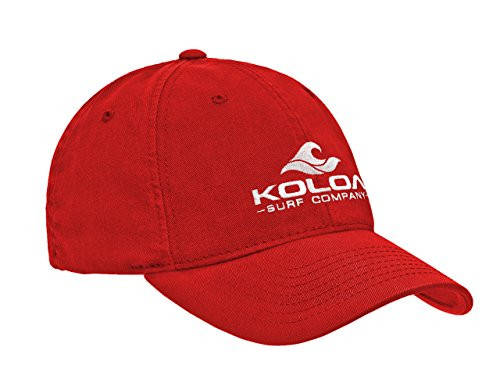 Koloa Embroidered Wave 3inch Logo Classic Cotton Unstructured Dad Hat-Red/w