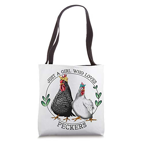 Just a Girl Who Likes Peckers Funny Chicken Gift Graphic Tote Bag