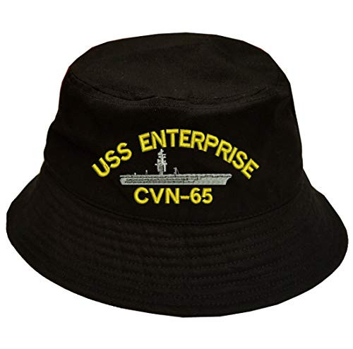 MILITARY USS Enterprises CVN-65 Ship 100 percent Cotton Black Bucket Cap Hat