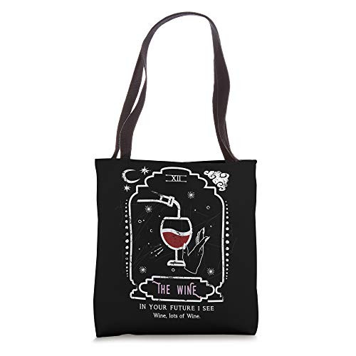 The Wine Drinking Funny Tarot Reading Card Crescent Moon Tote Bag