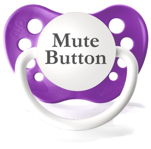 Personalized Pacifiers Mute Button in Bright Purple