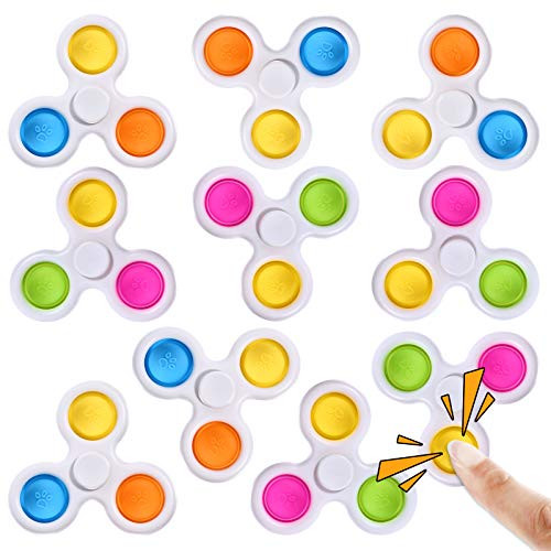 SCIONE Fidget Spinners 10 Pack-Simple to Dimple Fidget Toy-Pop Fidget Packs for Kids-Push-Pop Bubble Sensory Toys for Adults-Fidget Pack with Pop Hand Spinners Toy