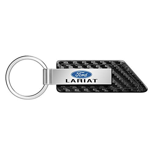 iPick Image - Ford Carbon Fiber Texture Black Leather Strap Key Chain - F-150 Lariat