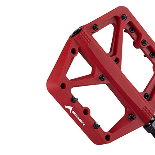 Eigertec Basic MTB Pedals Mountain Bike Pedals Lightweight Nylon Fiber Bicycle Platform Pedals Flat Pedal for BMX MTB 9/16inch -Cyclist_Red-