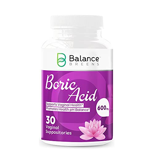 Balance Breens Boric Acid Vaginal Suppositories 600 mg - Intimate Health Support- Promotes Healthy pH Balance - 30 Vaginal Use Capsules