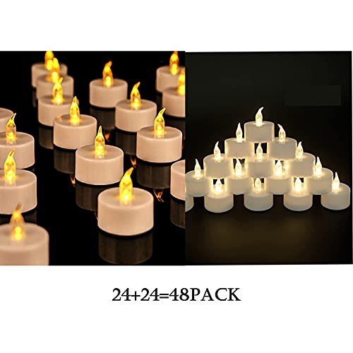 JUNPEI 24Pack Battery Tea Lights - LED Tea Lights Realistic and Bright Flickering Holiday Gift Operated Flameless LED Tea Light for Seasonal  and  Festival Celebration Lamp Battery Powered