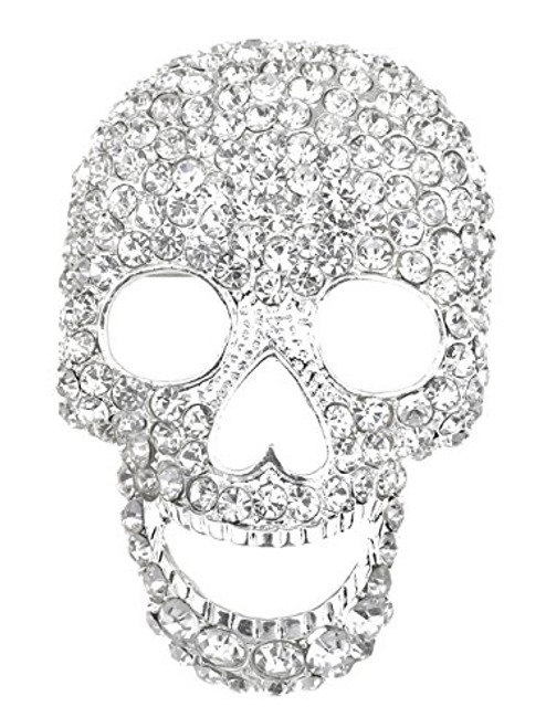 Alilang Silvery Tone Clear Crystal Colored Rhinestones Big Skull Head Face Brooch Pin Alilang Silvery Tone Clear Crystal Colored Rhinestones Big Skull Head Face Brooch Pin