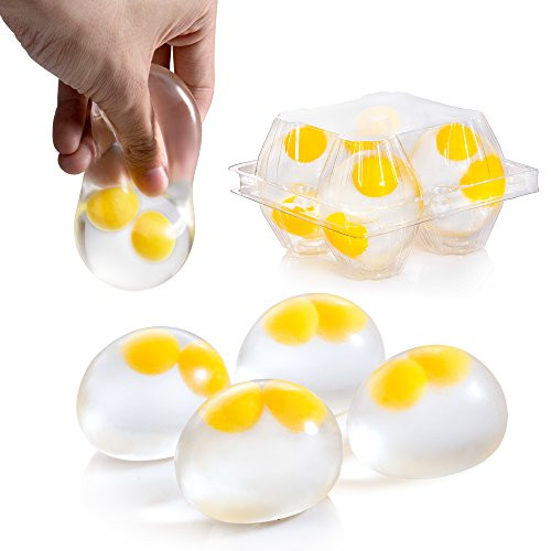 PROLOSO Egg Splat Ball Squishy Toys - Stress Relief Eggs Yolk Balls for Children & Adults