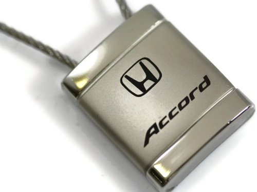 Au-Tomotive Gold, INC. Honda Accord Satin-Chrome Cable Key Fob Authentic Logo Key Chain Key Ring Keychain Lanyard