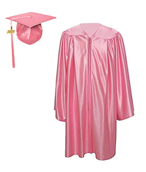 GraduationForYou Shiny Kindergarten Gown Cap Tassel 2021 Pink