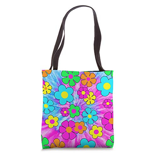 Hippie Flower Power Tie Dye 60s 70s Psychedelic Groovy Tote Bag