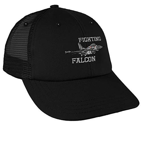 Trucker Hat Baseball Cap F-16 Fighting Falcon Airplane A Embroidery Cotton Dad Hats for Men  and  Women Snapback Black