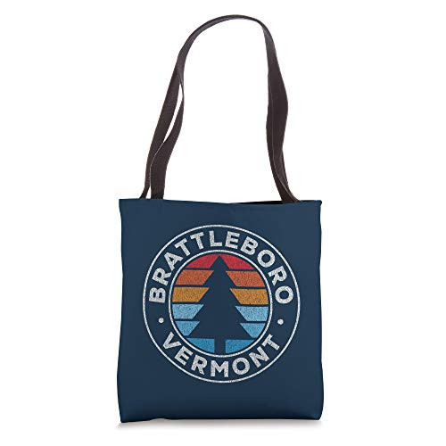 Brattleboro Vermont VT Vintage Graphic Retro 70s Navy Tote Bag
