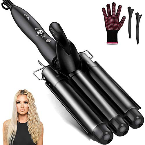 Hair Waver- 3 Barrel Curling Iron Wand 25mm Crimper Hair Iron 3 Barrel Hair Crimper Temperature Adjustable Heat Up Quickly Beach Waves Curling Iron Black Hair Waver- 3 Barrel Curling Iron Wand 25mm Crimper Hair Iron 3 Barrel Hair Crimper Temperature Adjustable Heat Up Quickly Beach Waves Curling Iron Black