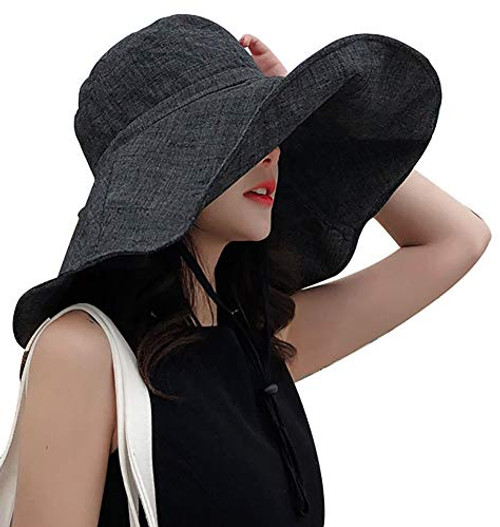 Women's Sun Hat Packable Reversible Bucket Hat UV Sun Protection Wide Brim Summer Beach Cap -One Side-Black- Women's Sun Hat Packable Reversible Bucket Hat UV Sun Protection Wide Brim Summer Beach Cap -One Side-Black-