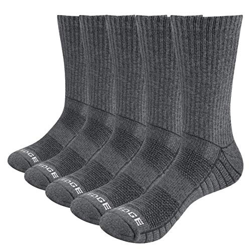 YUEDGE Women's 5-Pack Work Boot Socks Performance Moisture Wicking Cotton Sports Athletic Workout Training Cushion Crew Socks-Dark Grey- Large- YUEDGE Women's 5-Pack Work Boot Socks Performance Moisture Wicking Cotton Sports Athletic Workout Training Cushion Crew Socks-Dark Grey- Large-