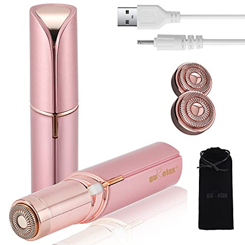 Facial Hair Remover for Women-The Latest Upgrade?Rechargeable- 2 x Replacement Heads Included- Electric Facial Hair Remover Painless-Portable Shaver-for Cheeks- Chin --arms -Contains Flannel Bag