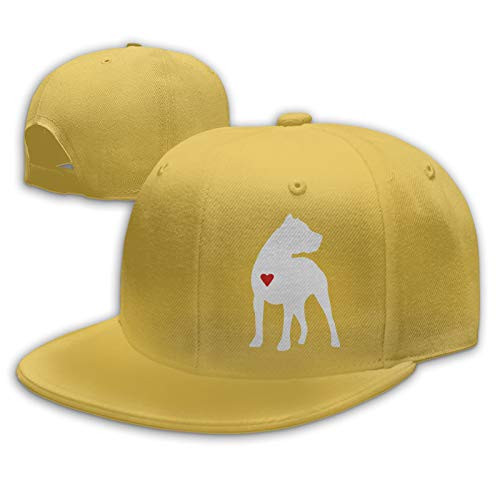Rajanaz Pitbull Heart Men Women Fashion Adjustable Baseball Cap Snapback Hat Hip Hop Flat Bottom Caps Yellow