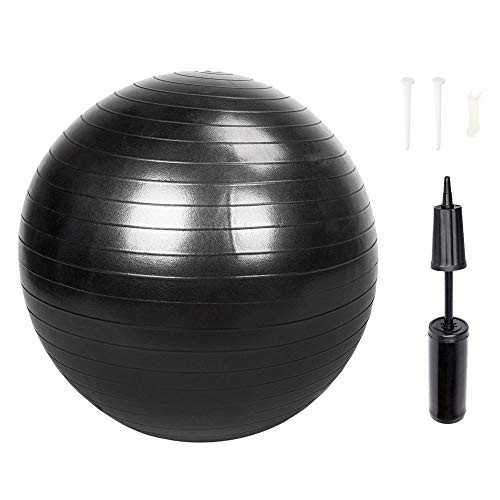 Exercise Ball Balance Ball for Yoga- Pilates- Birthing- Stability Training and Physical Gym/Household Explosion-Proof Thicken Yoga Ball Smooth Surface 55cm/65cm -Black- 55cm-