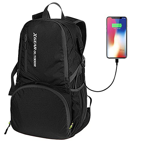 XGEAR 35L Ultralight Packable Backpack- Handy Foldable Daypack- For Travel Hiking Camping Outdoor- Black