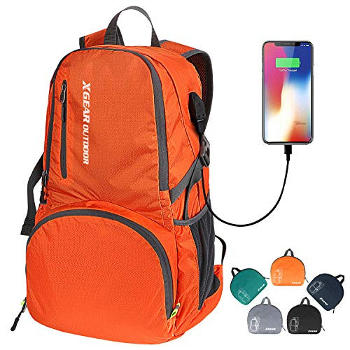 XGEAR 35L Ultralight Packable Backpack- Handy Foldable Daypack- For Travel Hiking Camping Outdoor- Orange