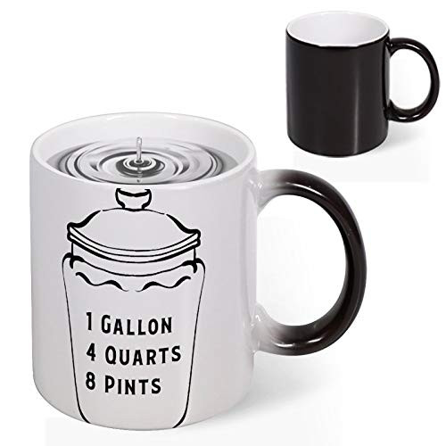 Heat Sensitive Color Changing Coffee Cup Father's Day Magic Coffee Mug Conversion Chart Black Gifts for Men- Heat Ceramic Changing Coffee Mug