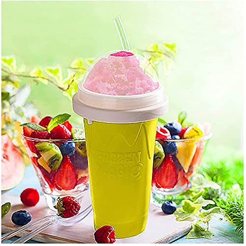 YQJY Magic Quick Frozen Smoothies Cup-Cooling Cup-Slushy Ice Cream Maker Slushy Maker- Homemade Milk Shake Maker Cooling Cup-DIY it for Children and Family-Yellow YQJY Magic Quick Frozen Smoothies Cup-Cooling Cup-Slushy Ice Cream Maker Slushy Maker- Homemade Milk Shake Maker Cooling Cup-DIY it for Children and Family-Yellow