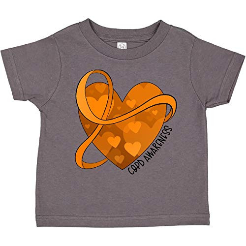 inktastic COPD Awareness Orange Ribbon Around Toddler T-Shirt 2T Charcoal 3d5c8