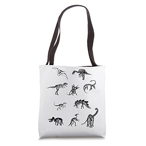 Dinosaur Fossil Collage -Black Logo- Tote Bag