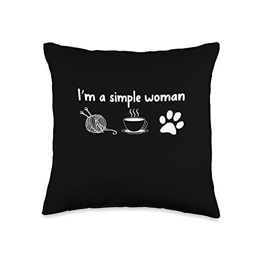 I'm a Simple Woman Knitting For Knitters Christmas Funny Throw Pillow- 16x16- Multicolor