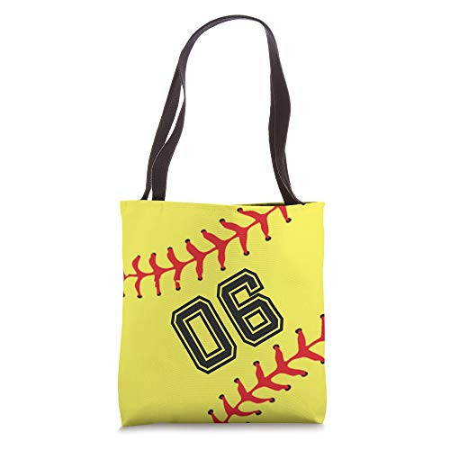 Softball Player 06 Jersey No 06 Number Ball Sport Gift Idea Tote Bag