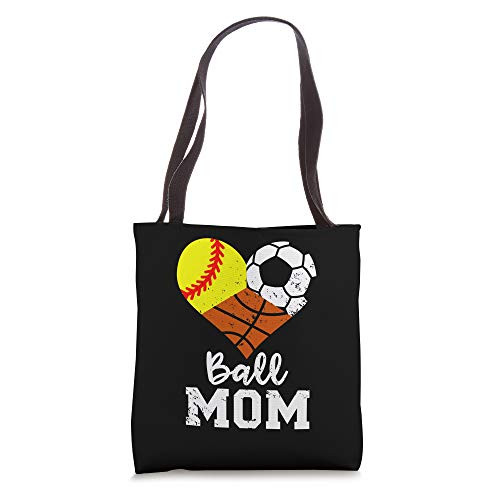 Ball Mom Funny Softball Soccer Basketball Mom Tote Bag