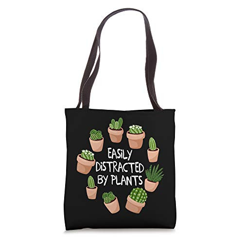 Cute Easily Distracted By Plants Gardeners Gardening Gift Tote Bag