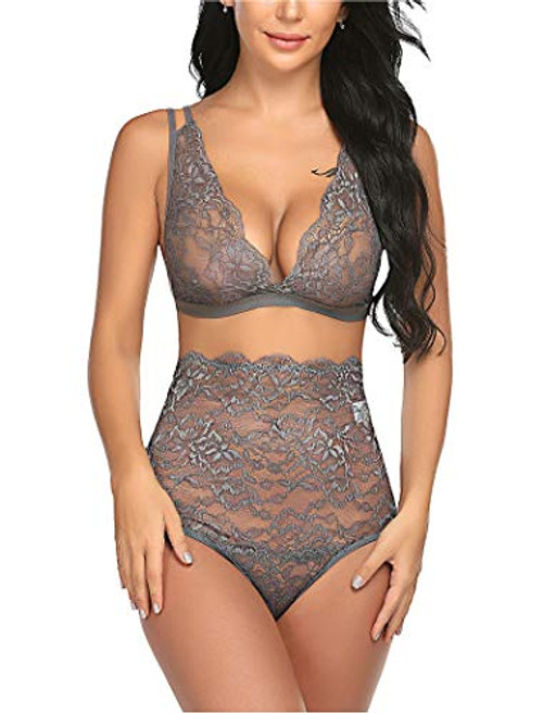 Avidlove Sexy Lingerie for Women High Waist Bra and Panty Set Strappy Babydoll Bodysuit -X-Large- Gray- Avidlove Sexy Lingerie for Women High Waist Bra and Panty Set Strappy Babydoll Bodysuit -X-Large- Gray-