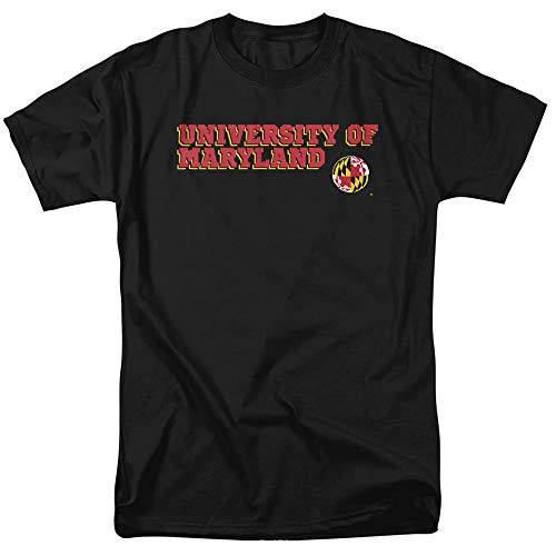 University of Maryland Official Block Text Unisex Adult T Shirt-Black- Large