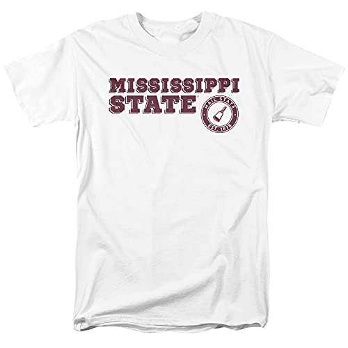 Mississippi State University Official Block Text Unisex Adult T Shirt-White- X-Large Mississippi State University Official Block Text Unisex Adult T Shirt-White- X-Large