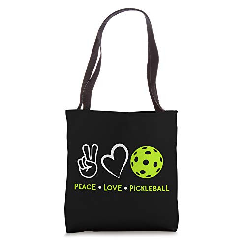 Peace Sign Heart Pickleball Player Gift Pickleball Tote Bag