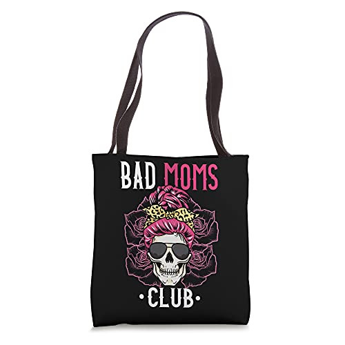 Messy Hair Bun Bandana Skull Leopard Print | Bad Moms Club Tote Bag