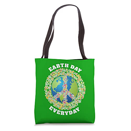 Earth Day Everyday Peace Symbol Environmental Earth Day Tote Bag