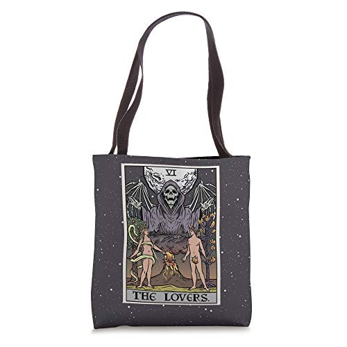 The Lovers Tarot Card Grim Reaper Halloween Gothic Horror Tote Bag