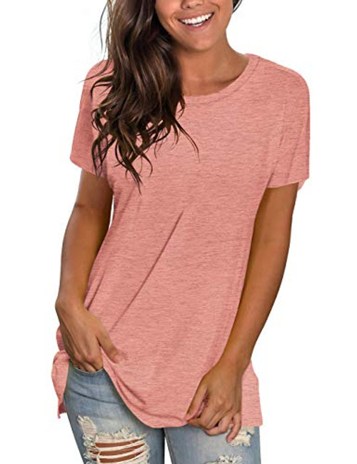 NSQTBA Loose T Shirts for Women Summer Short Sleeve Tshirts Loose Plain Tees Coral XL NSQTBA Loose T Shirts for Women Summer Short Sleeve Tshirts Loose Plain Tees Coral XL